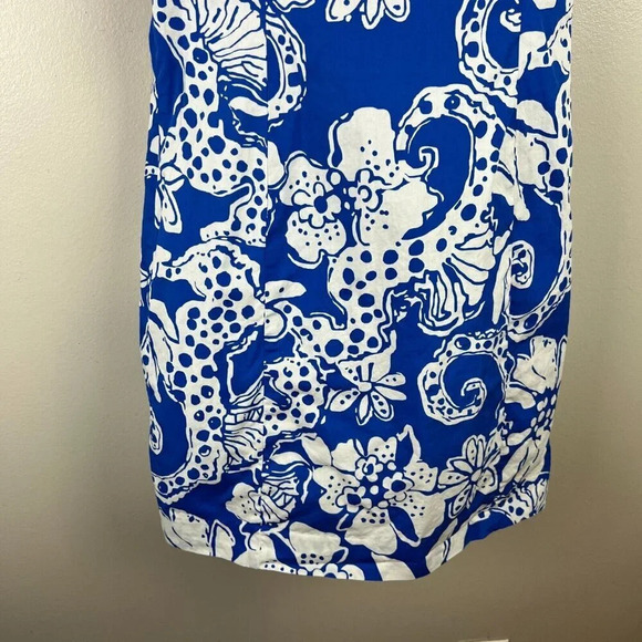 Lilly Pulitzer Augusta Shift Dress Size 00 Quahog Chowdah Blue Floral Preppy - Picture 5 of 10
